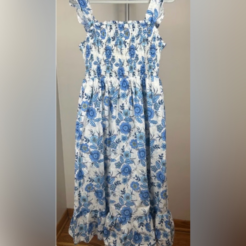 Haute Hippie Blue and White Floral Midi Dress
